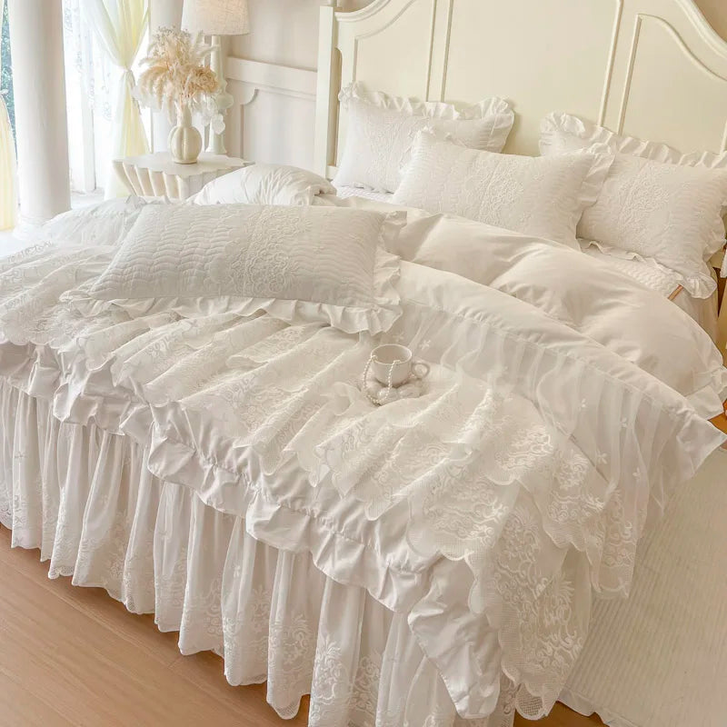 Princess Wedding Bedding Set – Elegant Duvet Cover and Bed Skirt in 600TC Egyptian Cotton 1