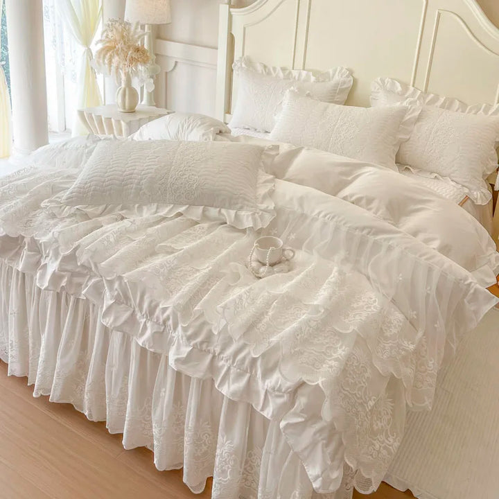 Princess Wedding Bedding Set – Elegant Duvet Cover and Bed Skirt in 600TC Egyptian Cotton 1