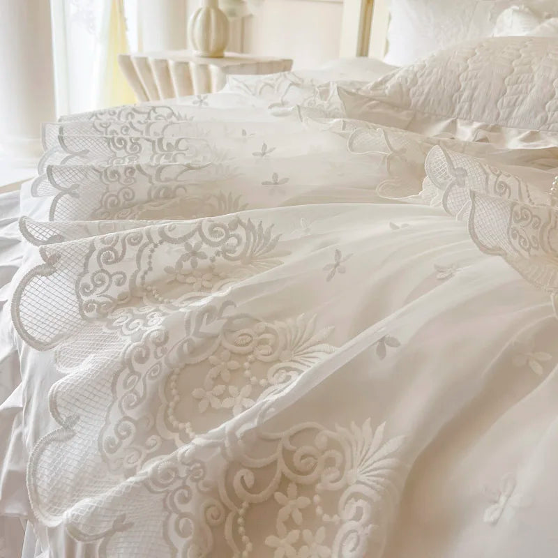 Princess Wedding Bedding Set – Elegant Duvet Cover and Bed Skirt in 600TC Egyptian Cotton 3