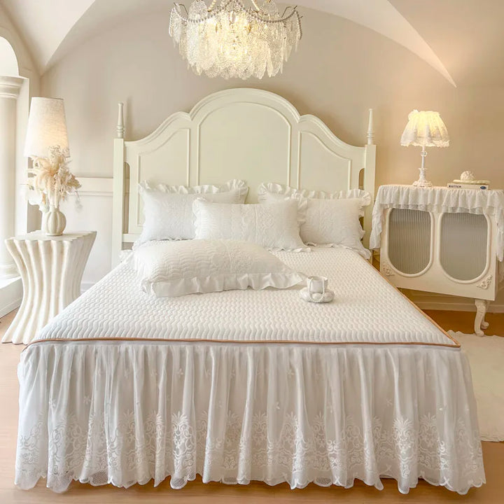 Princess Wedding Bedding Set – Elegant Duvet Cover and Bed Skirt in 600TC Egyptian Cotton 5