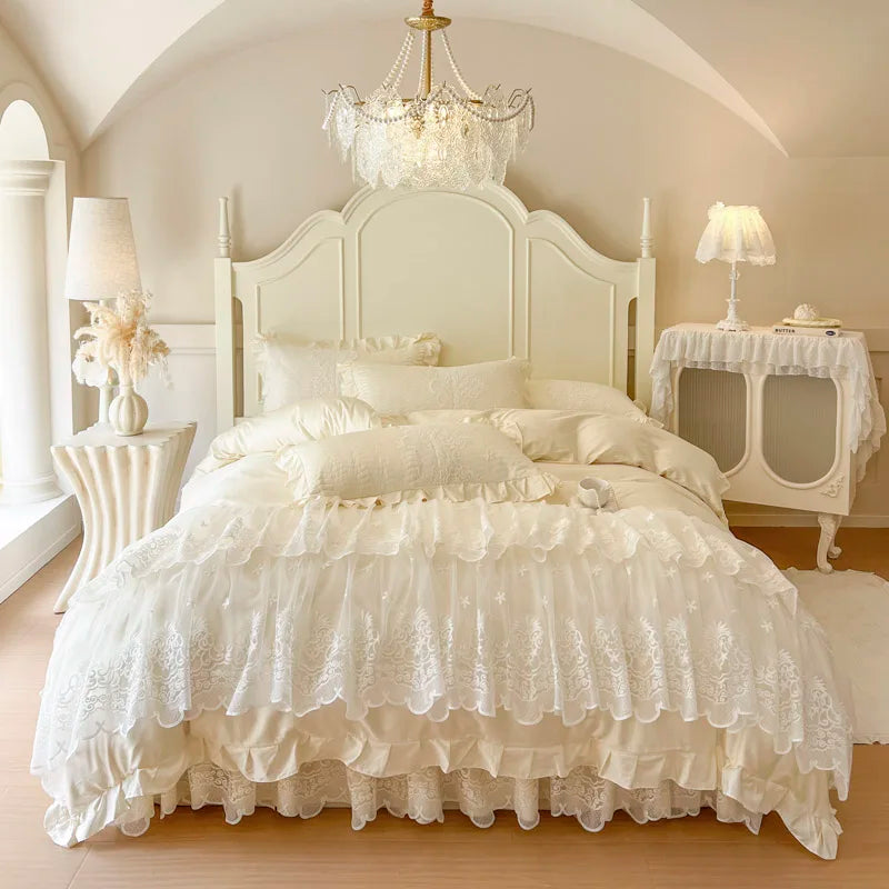 Princess Wedding Bedding Set – Elegant Duvet Cover and Bed Skirt in 600TC Egyptian Cotton 6