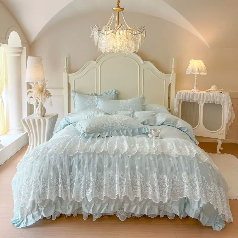 Princess Wedding Bedding Set – Elegant Duvet Cover and Bed Skirt in 600TC Egyptian Cotton 7