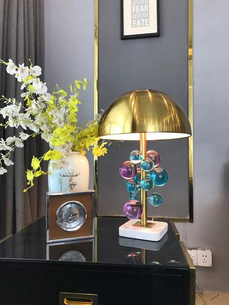 Rainbow Crystal Table Lamp with Vintage Charm – Elegant Lighting for Home Decor 2