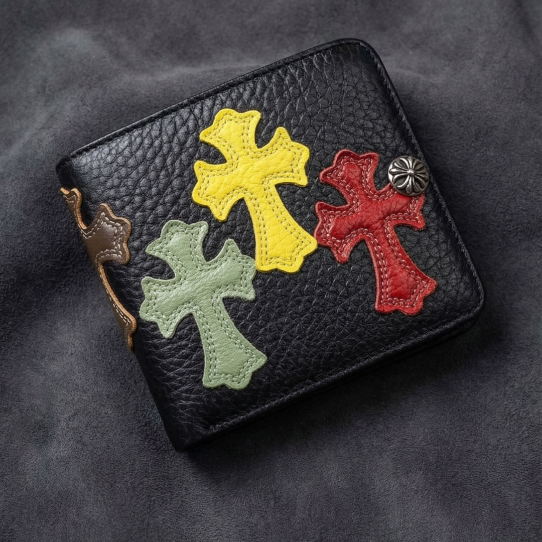 Rebel Heirloom Wallet: Handcrafted Gothic Cross Leather Billfold