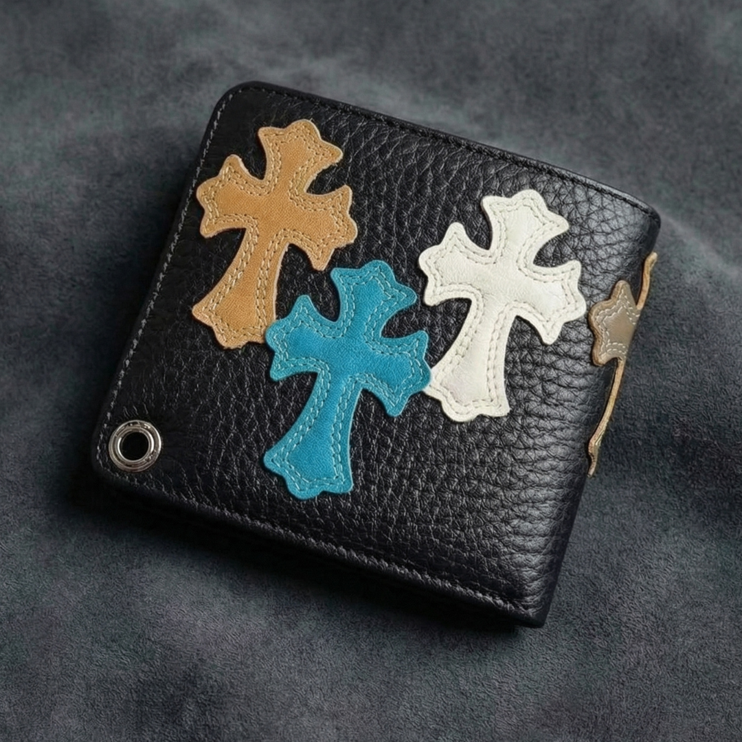 Rebel Heirloom Wallet: Handcrafted Gothic Cross Leather Billfold2