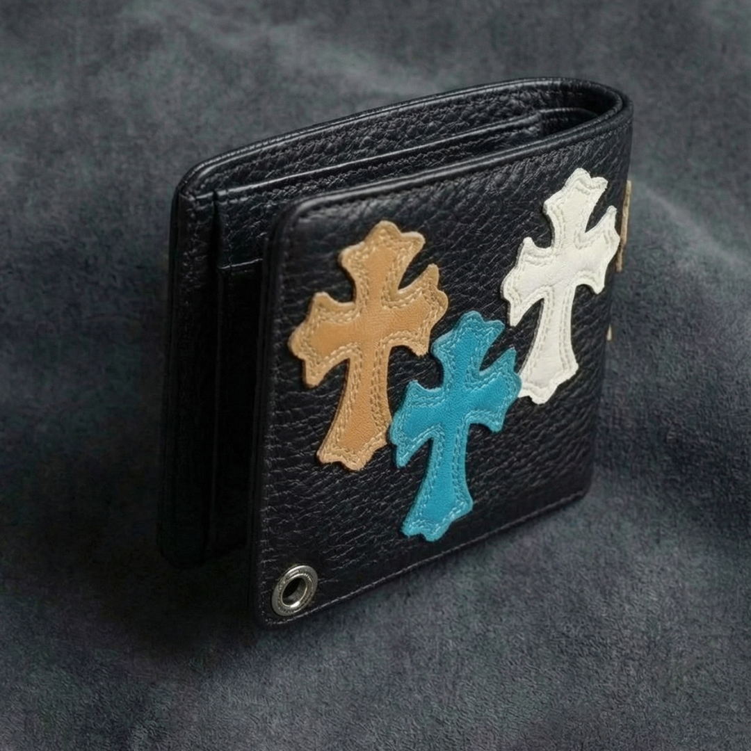 Rebel Heirloom Wallet: Handcrafted Gothic Cross Leather Billfold4