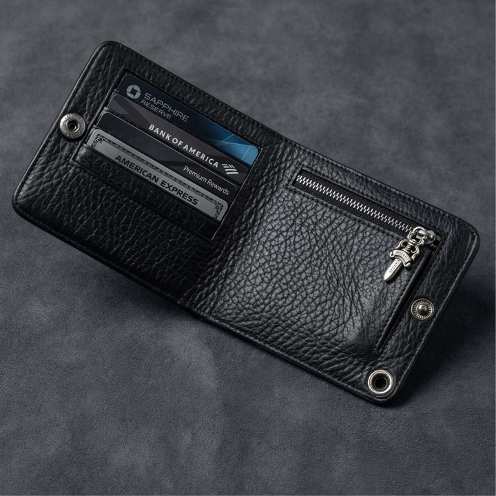 Rebel Heirloom Wallet: Handcrafted Gothic Cross Leather Billfold6