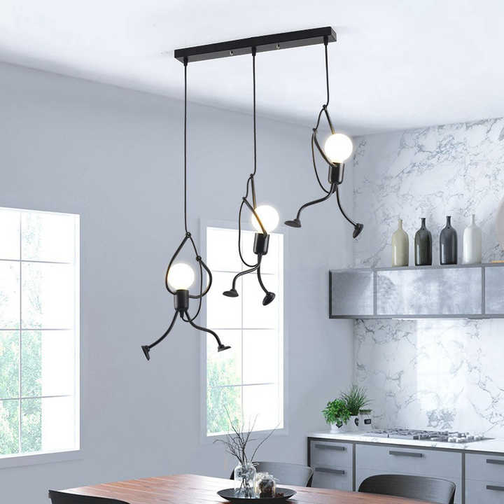 Retro Doll-Shaped Pendant Light – Playful Ceiling Fixture for Kids' Rooms 1
