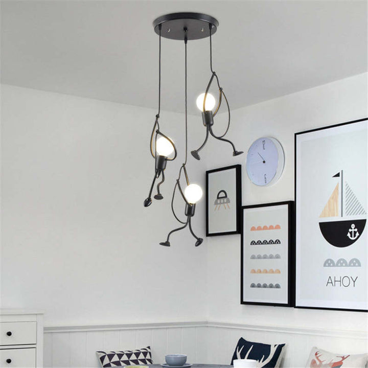 Retro Doll-Shaped Pendant Light – Playful Ceiling Fixture for Kids' Rooms 2