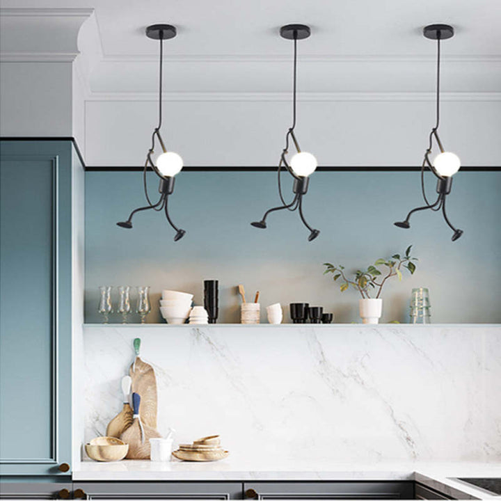 Retro Doll-Shaped Pendant Light – Playful Ceiling Fixture for Kids' Rooms 3
