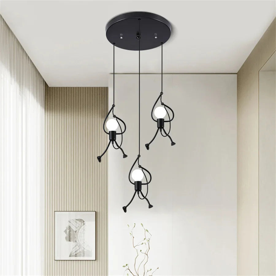 Retro Doll-Shaped Pendant Light – Playful Ceiling Fixture for Kids' Rooms 7