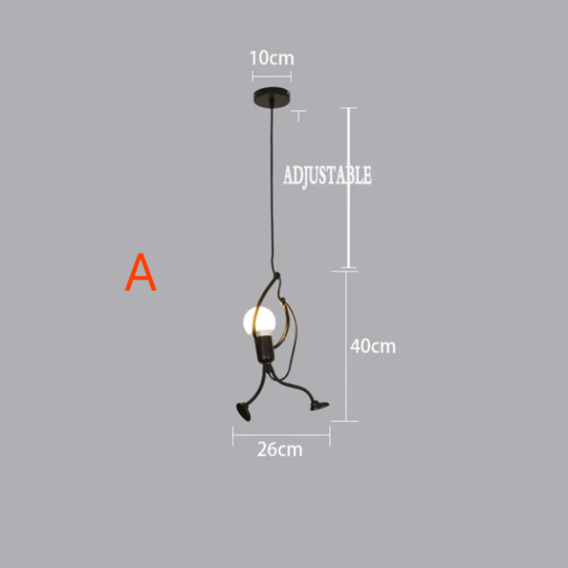 Retro Iron Man Hanging Lamp – Adjustable Pendant Light for Unique Interior Decor 0