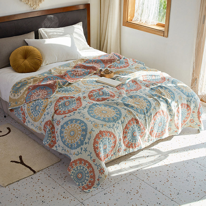 Reversible Quilted Cotton Bed Throw – Cozy Layer for Spring, Summer, and Autumn 0