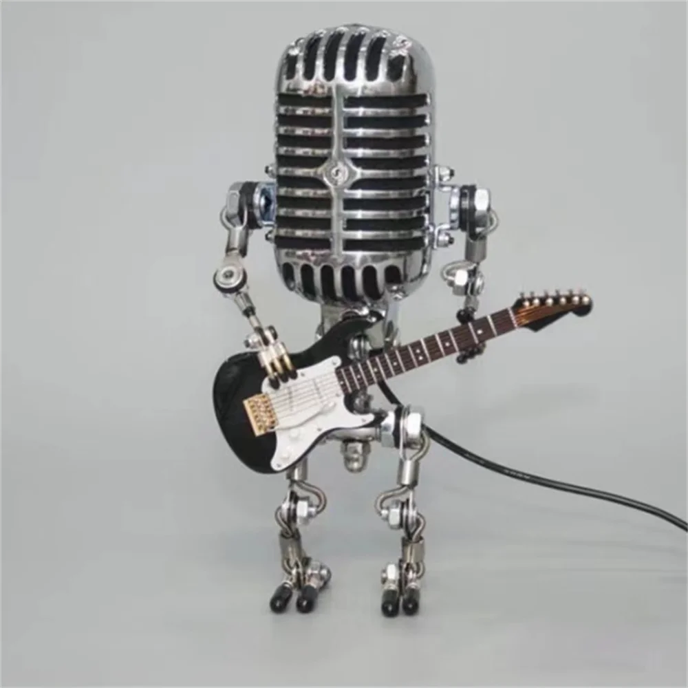 Robot Table Lamp with Guitar Design – Dimmable Lighting for Bedside or Desk Use 0