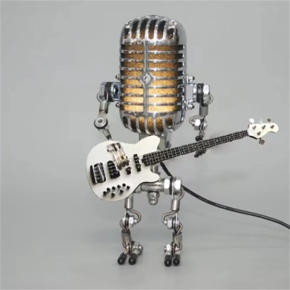 Robot Table Lamp with Guitar Design – Dimmable Lighting for Bedside or Desk Use 1