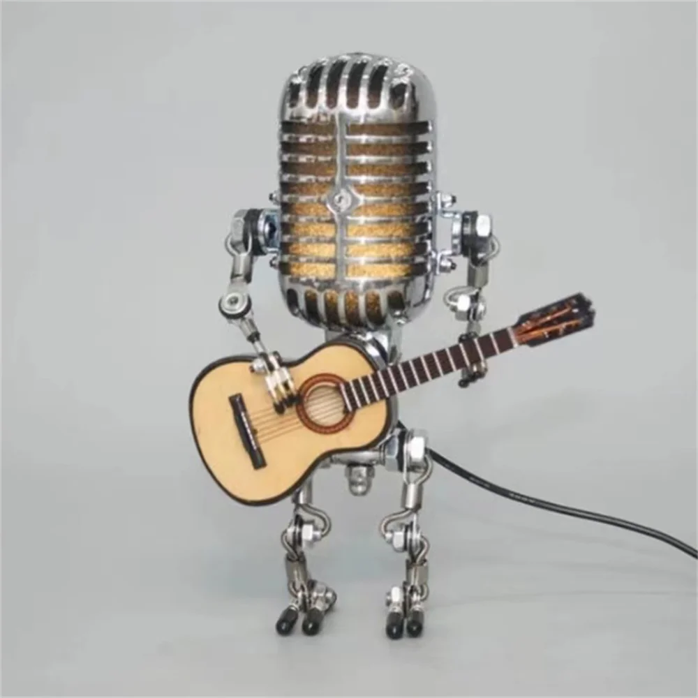 Robot Table Lamp with Guitar Design – Dimmable Lighting for Bedside or Desk Use 2