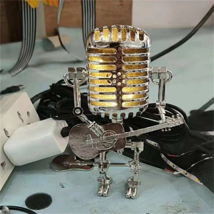 Robot Table Lamp with Guitar Design – Dimmable Lighting for Bedside or Desk Use 4