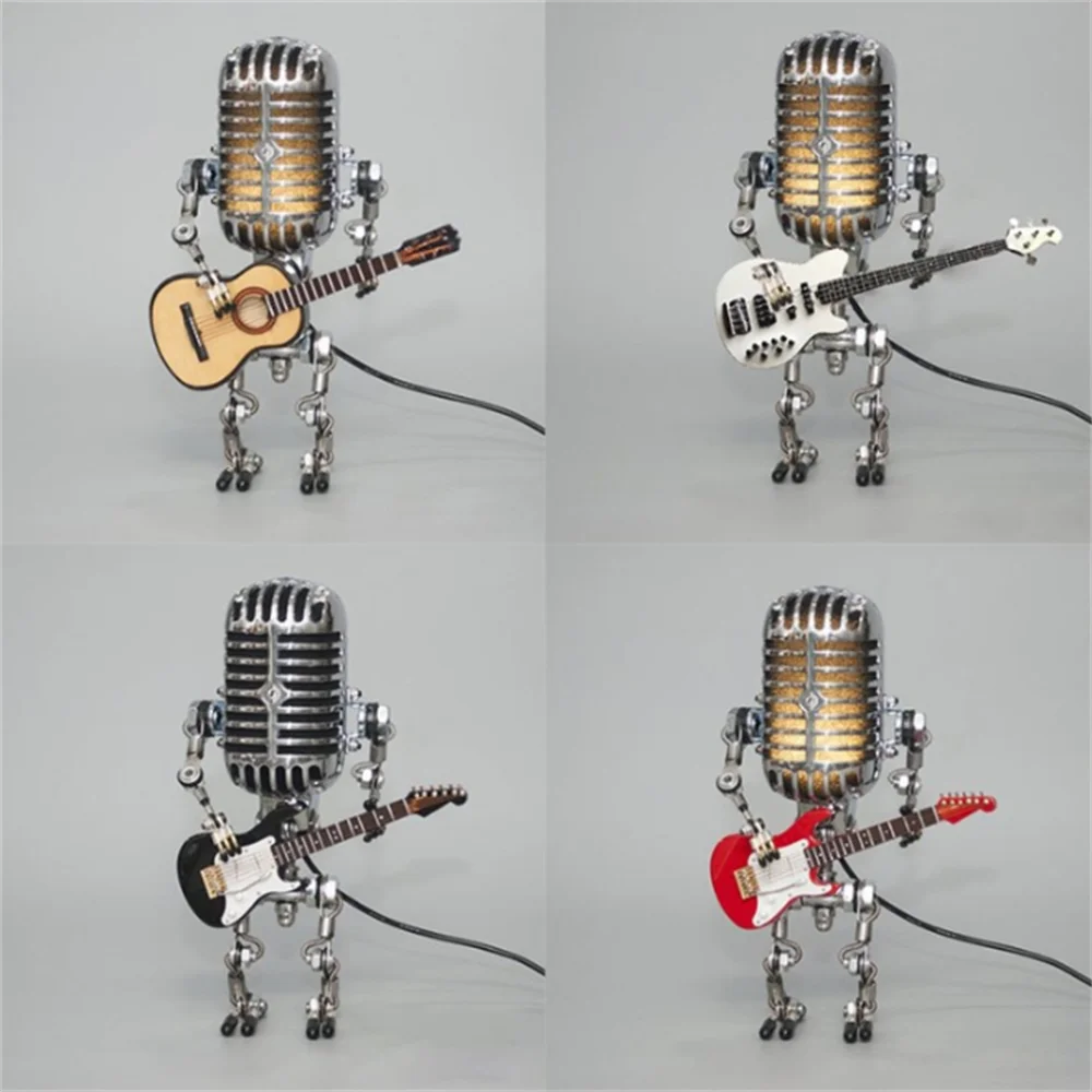 Robot Table Lamp with Guitar Design – Dimmable Lighting for Bedside or Desk Use 5