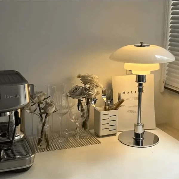 Scandinavian Table Lamp with Warm LED Light – Ideal for Bedside or Desk Use 0