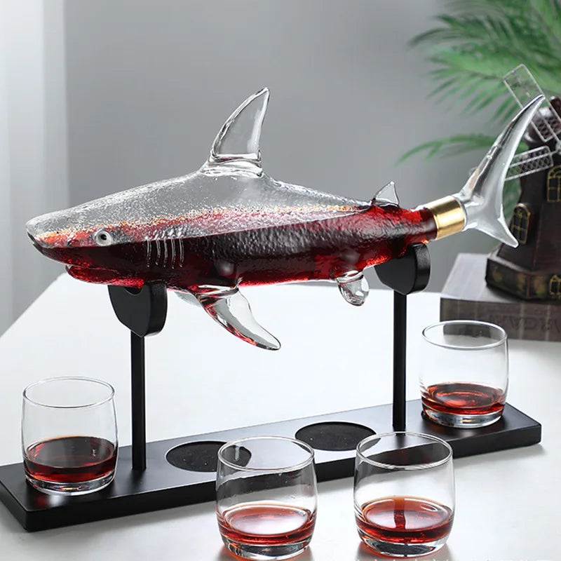 Shark-Shaped Decanter and Glasses Set – Unique Barware for Wine and Spirit Lovers 0