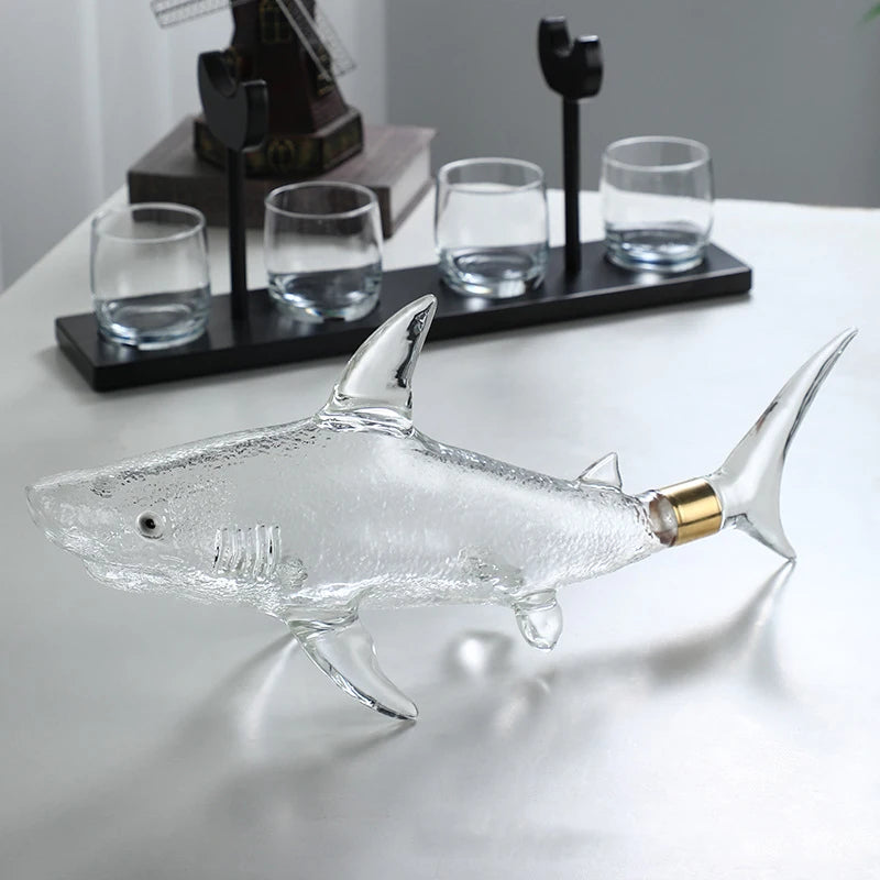 Shark-Shaped Decanter and Glasses Set – Unique Barware for Wine and Spirit Lovers 4