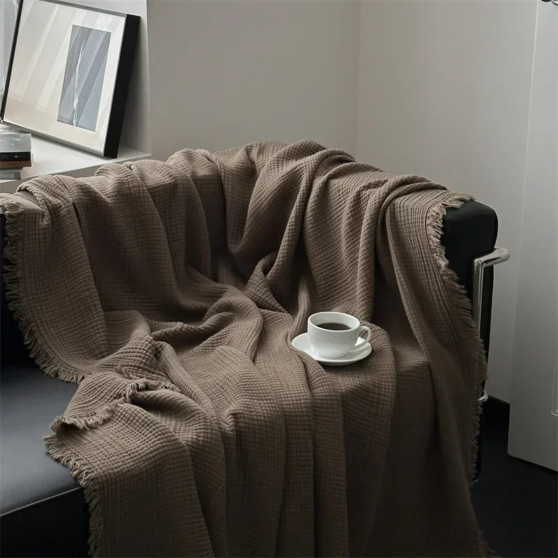 Soft Cotton Blanket with Tassels – Cozy Throw for Sofa or Bed 4
