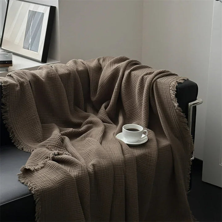 Soft Cotton Blanket with Tassels – Cozy Throw for Sofa or Bed 4