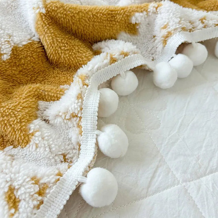 Soft Jacquard Blanket with Fluffy Ball Lace – Cozy Throw for Sofa or Bed 4