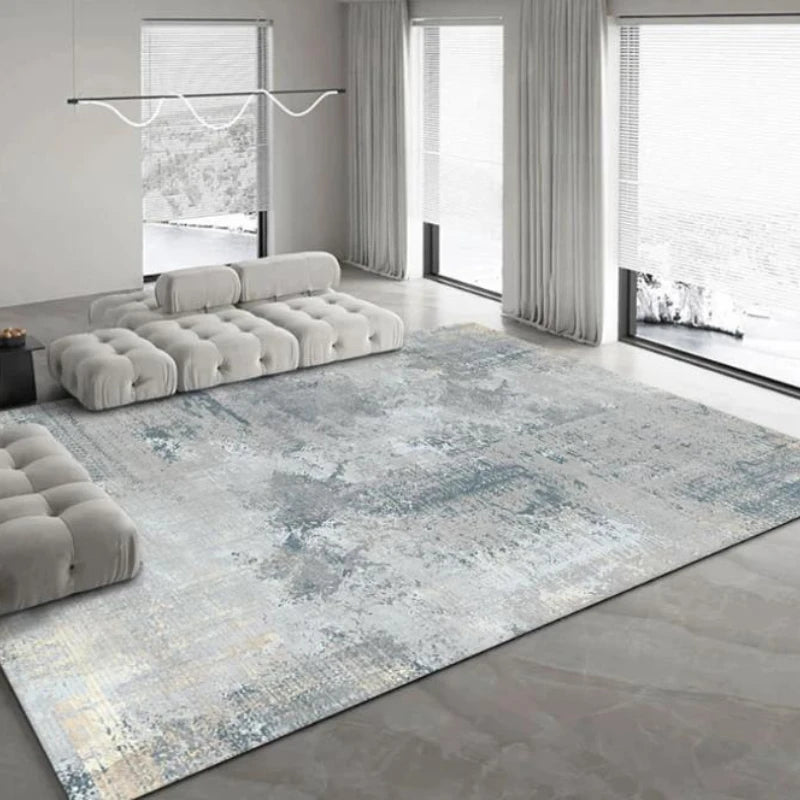 Soft Washable Area Rug for Living Room – Minimalist Gray Design for Easy Maintenance 0