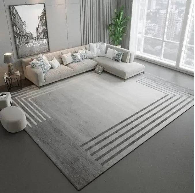 Soft Washable Area Rug for Living Room – Minimalist Gray Design for Easy Maintenance 8