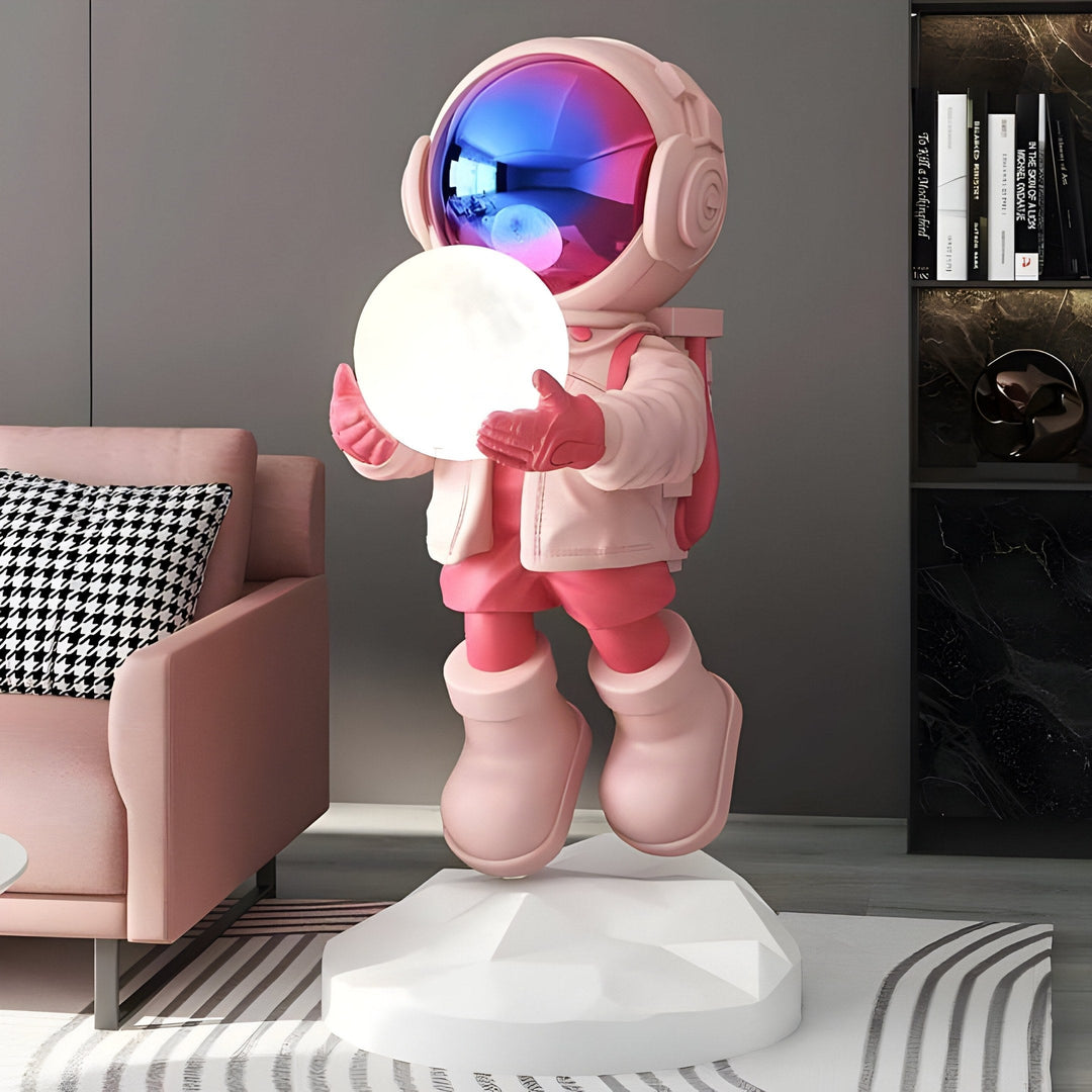 Stellar Pink Astronaut Glow Lighting Sculpture – Whimsical Accent for Modern Living Spaces 1