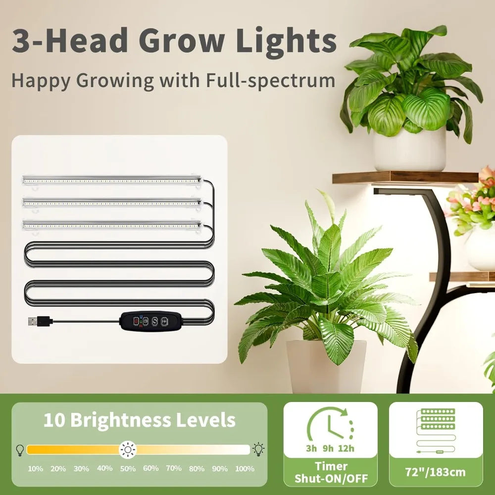 Tall Plant Stand with Grow Lights – Stylish Indoor Flower Display for Corner Spaces 4