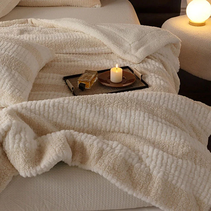 Thick Composite Lamb Wool Striped Blanket – Cozy and Skin-Friendly for All Seasons 2