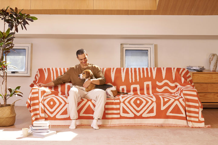 Tulum Geometric Boho Sofa Cover – Stylish Protection for Pets and Kids 2