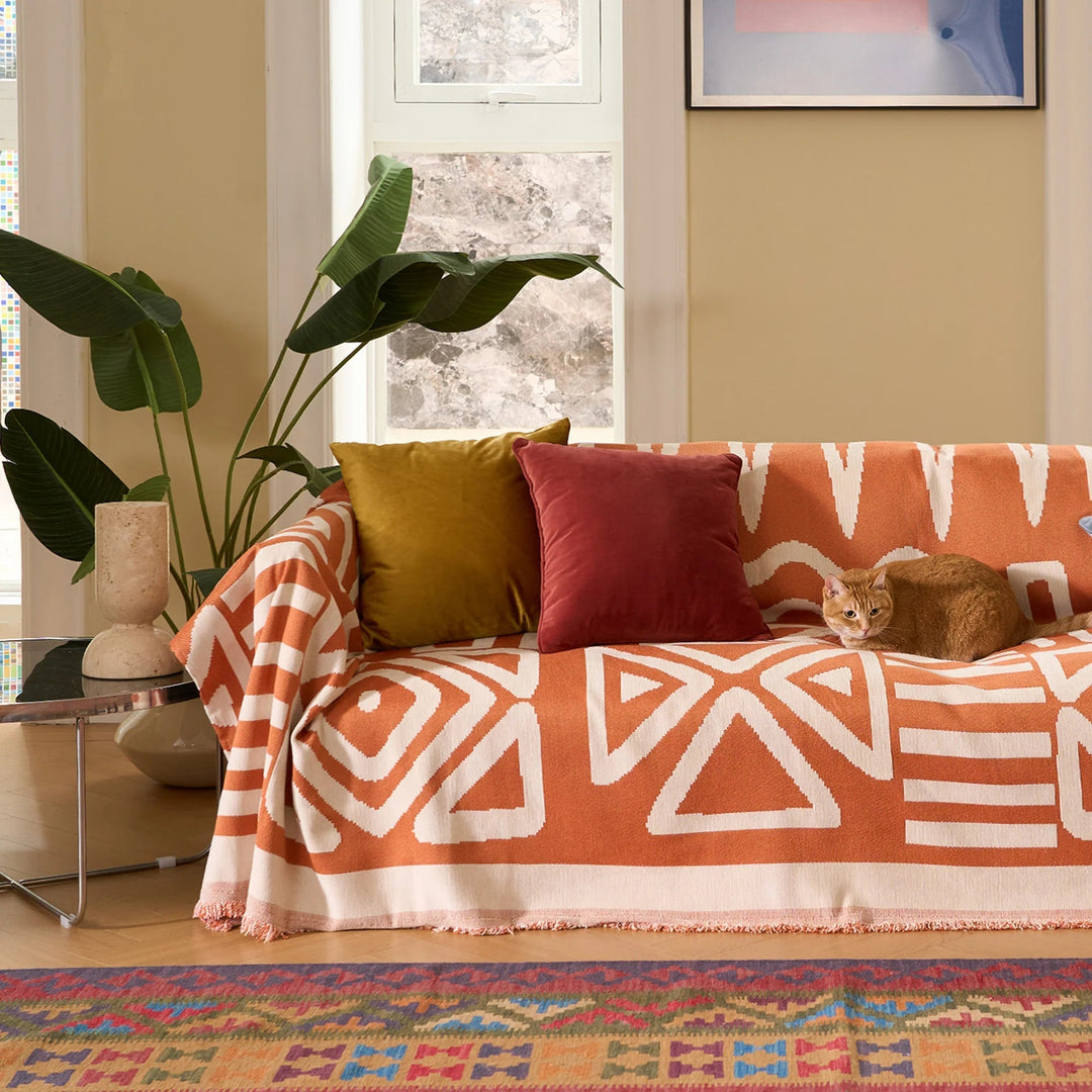 Tulum Geometric Boho Sofa Cover – Stylish Protection for Pets and Kids 3