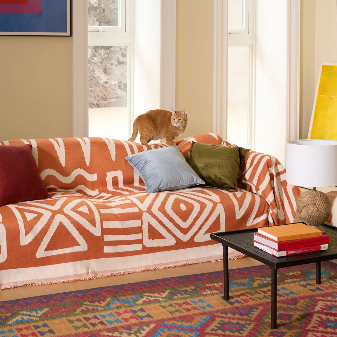 Tulum Geometric Boho Sofa Cover – Stylish Protection for Pets and Kids 4