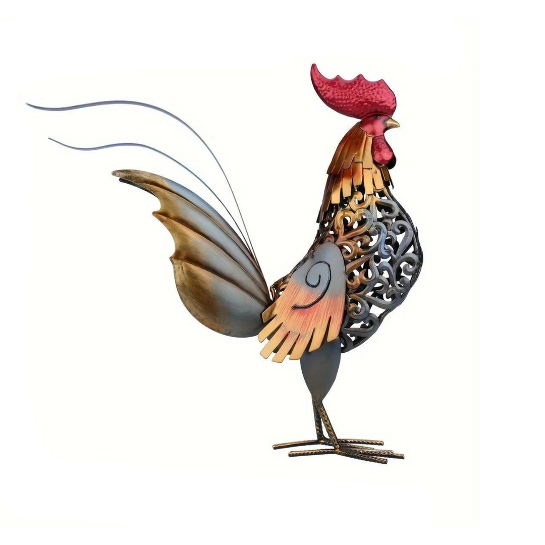 Unique Metal Rooster Sculpture – Whimsical Garden Statue for Indoor or Outdoor Decor 0