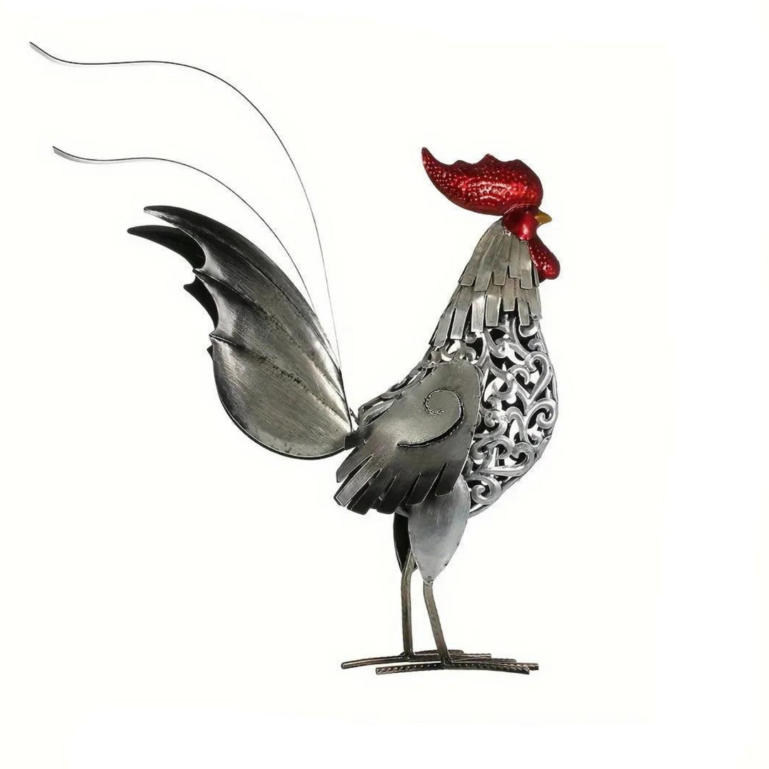 Unique Metal Rooster Sculpture – Whimsical Garden Statue for Indoor or Outdoor Decor 2