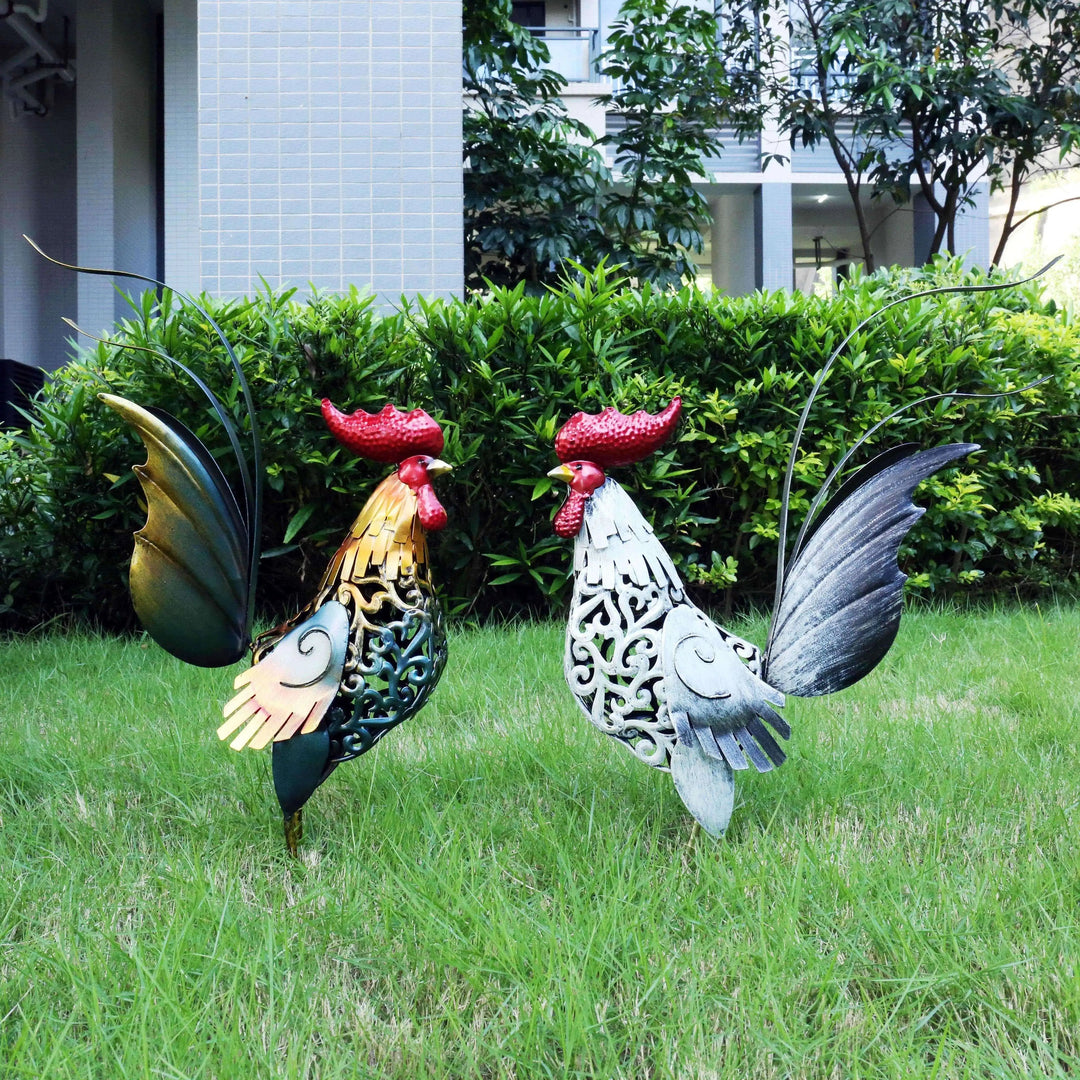 Unique Metal Rooster Sculpture – Whimsical Garden Statue for Indoor or Outdoor Decor 4