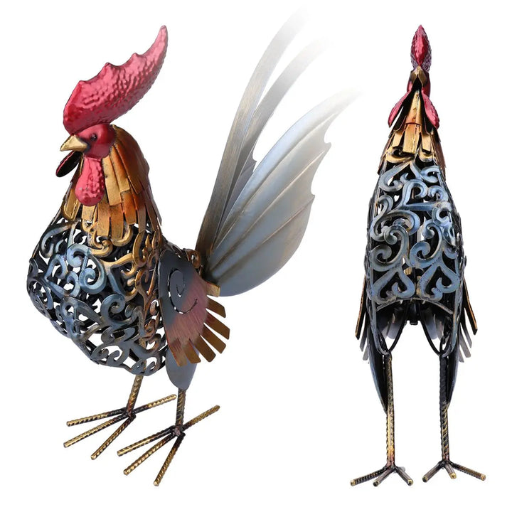 Unique Metal Rooster Sculpture – Whimsical Garden Statue for Indoor or Outdoor Decor 5