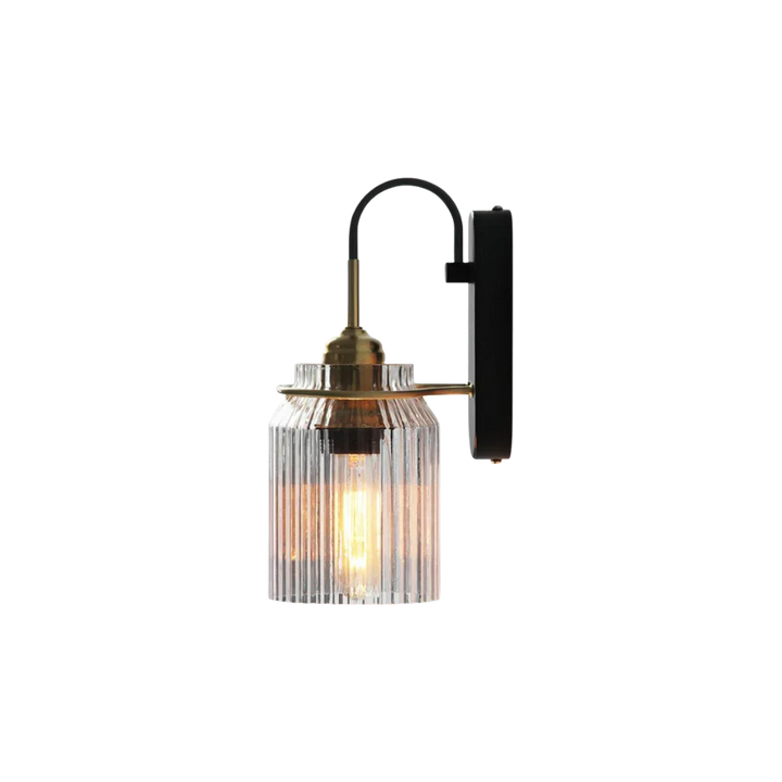 Vintage-Inspired Wall Sconce Lighting with Fluted Glass – Elegant Accent for Living Room or Bedroom 0