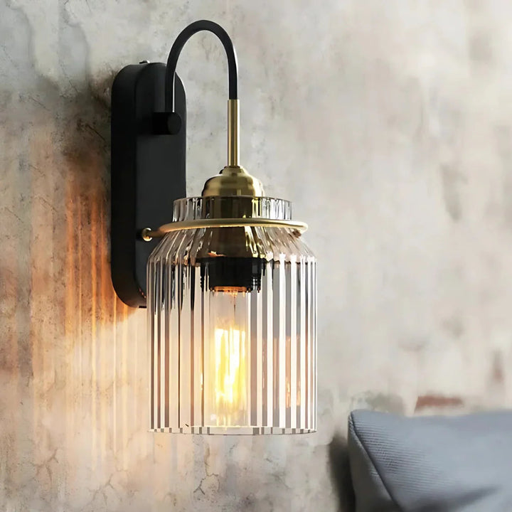 Vintage-Inspired Wall Sconce Lighting with Fluted Glass – Elegant Accent for Living Room or Bedroom 1
