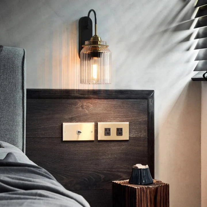 Vintage-Inspired Wall Sconce Lighting with Fluted Glass – Elegant Accent for Living Room or Bedroom 2