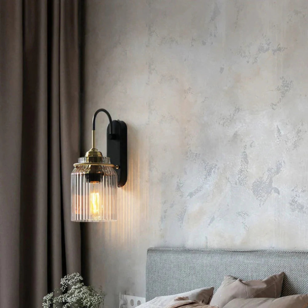 Vintage-Inspired Wall Sconce Lighting with Fluted Glass – Elegant Accent for Living Room or Bedroom 3