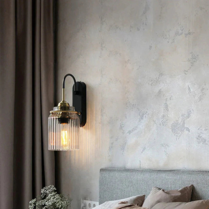 Vintage-Inspired Wall Sconce Lighting with Fluted Glass – Elegant Accent for Living Room or Bedroom 3