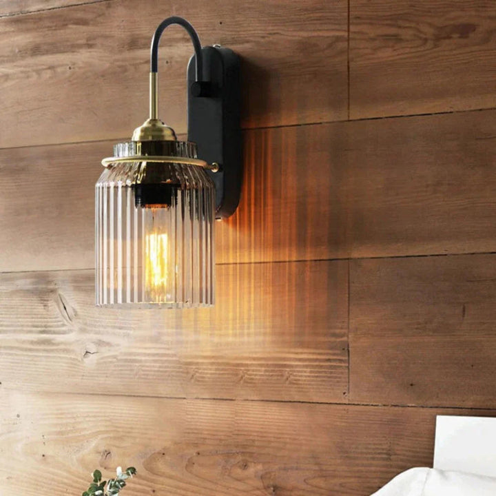 Vintage-Inspired Wall Sconce Lighting with Fluted Glass – Elegant Accent for Living Room or Bedroom 4