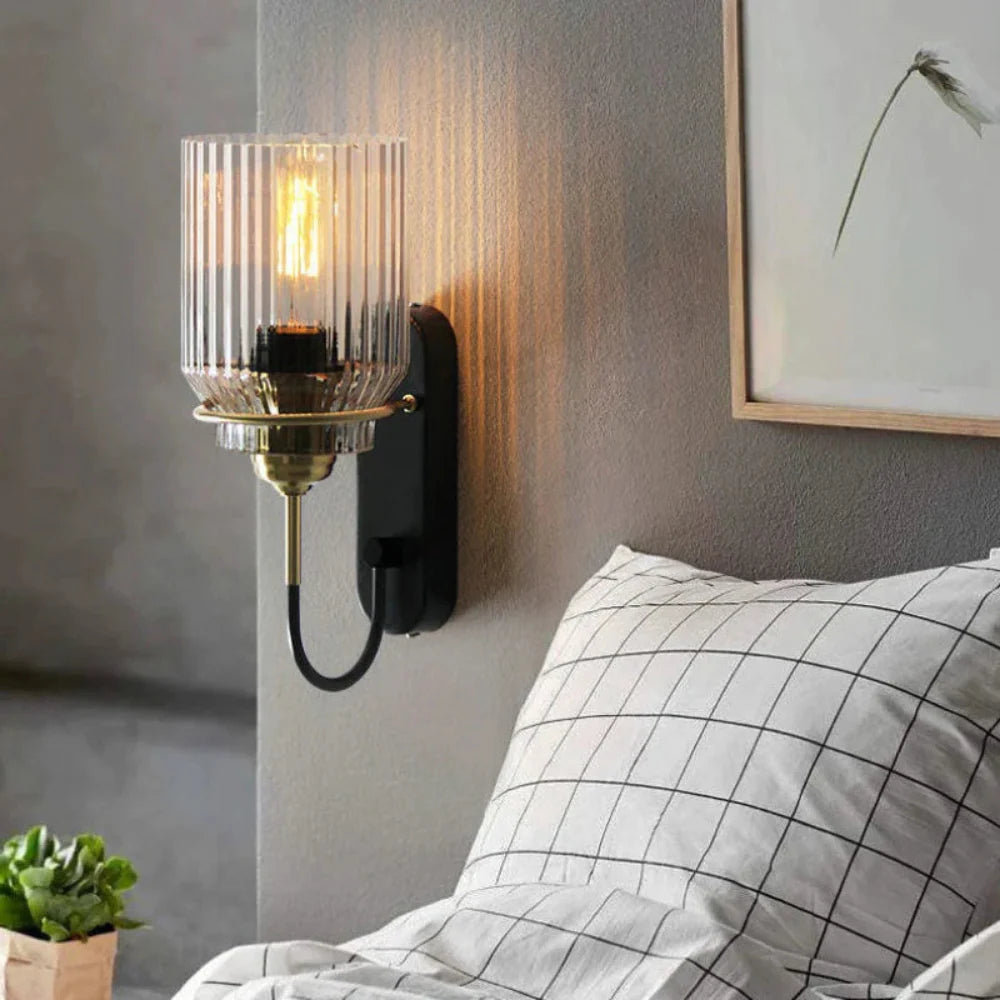 Vintage-Inspired Wall Sconce Lighting with Fluted Glass – Elegant Accent for Living Room or Bedroom 5