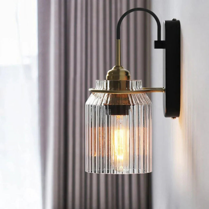 Vintage-Inspired Wall Sconce Lighting with Fluted Glass – Elegant Accent for Living Room or Bedroom 7