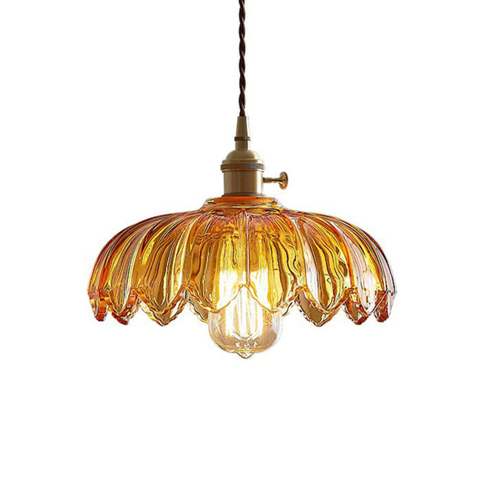 Vintage Floral Hanging Lamp with Translucent Glass – Elegant Kitchen Pendant Lighting for Home Decor 0