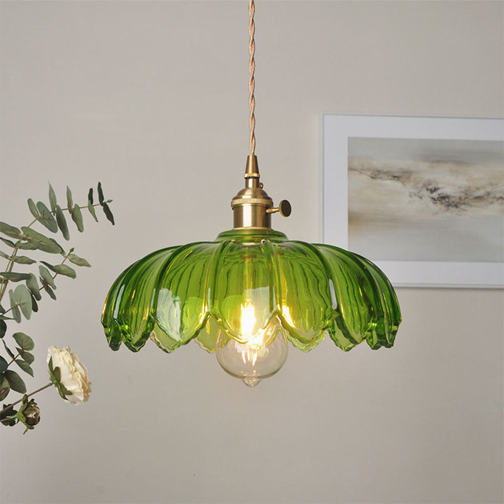 Vintage Floral Hanging Lamp with Translucent Glass – Elegant Kitchen Pendant Lighting for Home Decor 1